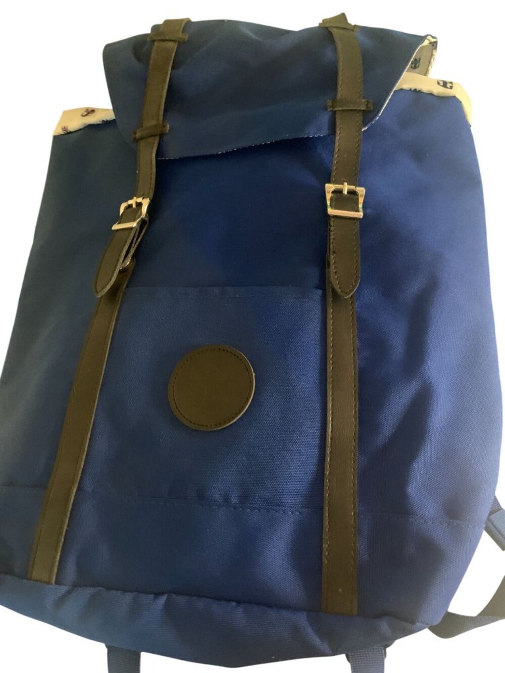 Royal Caribbean Blue Backpack With Faux Leather Straps & Crown Print Lining